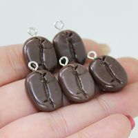 Wholesale yamily mm resin simulation flat back chocolate coffee bean charm pendant keychain earring diy making accessories