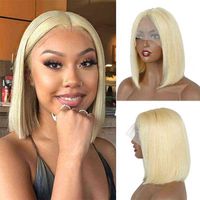 Wholesale Real Human Hair Colored Straight x4 Lace Frontal Blonde Bob Wig for Black Women Short Glueless Thick Density Virgin Front Bob Cut