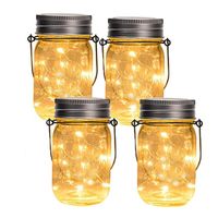 Wholesale Solar Lamps Mason Jar Lanterns Light Led Starry Star Fairy Firefly Lights For Outdoor Patio Garden Wedding Table Decor
