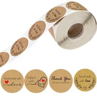 Wholesale Party Decoration pc roll Handmade Kraft Paper Labels Thank You Stickers For Seal Envelopes Wedding Invitations Packages Office Supplies