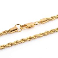 Wholesale Hiphop Style Solid K Yellow Gold Rose Gold Filled Men s Twist chain MM MM Diamond Rope Chain Necklace