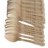 Wholesale Personalized Eco friendly Mini Wood Spoons Engagement Bridal Shower Buffet Table Decor Engraved Wedding Favors Font Choice