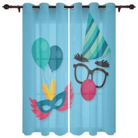 Wholesale Exquisite Home Curtains Clown Glasses Funny Living Room Bedroom Kitchen Translucent Polyester Decorative Curtain Drapes