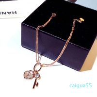Wholesale Fashion jewelry luxury designer lovely cute lock key rose gold charm bracelet for woman girls students