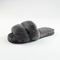 Wholesale Slippers Fluffy Fashin Warm Furry Wool Slip On Flats Female Sliders Cozy Home Woman