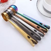 Wholesale 430 Stainless Steel Coffee Scoops with Clip Measure Spoons Baking Scoops Milk Powder Scoop Kitchen Measuring Tools Colors LLB8697