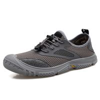 Wholesale Men s Sports Shoes Round Toe Mesh Breathable Elastic Casual Running Sports Fitness Shoes Black