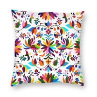 Wholesale Cushion Decorative Pillow Mexican Otomi Birds Floral Embroidery Square Throw Case Decoration D Printing Folk Flowers Art Cushion Cover For