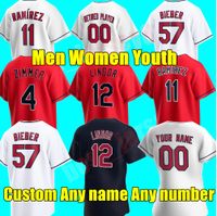Wholesale 2021 Custom Francisco Lindor Jersey Jose Ramirez Shane Bieber Franmil Reyes Oscar Mercado Men Women youth kids Cleveland baseball Jerseys Indians