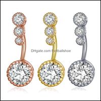Wholesale Bell Diamond Dangle Belly Bars Button Rings Piercing Crystal Flower Body Jewelry Navel Pierce Ring Flowers Shape Pendant Drop Delivery