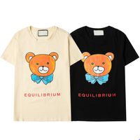 Wholesale High quality cute bear mens T Shirt fashion black orange t shirt with red letters printed casual shirts clothes for summer