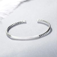Wholesale 925 Sterling Silver Twist Rope Cuboid Thai Silver Bangle Fashion Simple Open Cuff Bracelets For Women Jewelry S B285 Q2