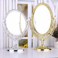 Wholesale 2 Sides Makeup Stand Table Cosmetic Plastic Dresser Mirrors Tools Ellipse Circular Shape