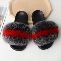 Wholesale Furry Flat Sandals Women s Real Fur Slippers Raccoon Slipper Slides Ladies Cute Plush