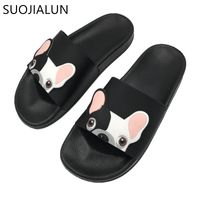 Wholesale Slippers SUOJIALUN Women s Summer Cute Dog Cartoon Women Slides Beach Shoes Flat Heels Flip Flops Slipper