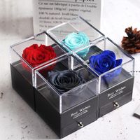 Wholesale 2022 Preserved In Glass Dome Eternal Rose Decoration Red Ecuador Gift Box Can Put Ring Valentines Day Gift Birthday Gifts NHE12018