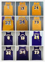 Wholesale Men Vintage Basketball Dennis Rodman Jersey Wilt Chamberlain Jerry West Elgin Baylor Purple Yellow White All Stitched