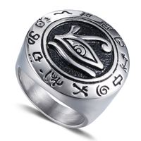 Wholesale Fashion Horus Eye silver gold color ring Personalized vintage men s stainless steel cast Punk hawk head rings for men s jewelry