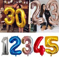Wholesale Party Decoration Inch Rose Gold Silver Pink Blue Black Big Size Number Foil Helium Balloons Birthday Celebration Large Globos