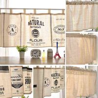 Wholesale Japanese Blackout Half Curtain Kitchen Short Curtain Vintage Printed Drapes Cotton Linen Lace Cupboard Curtain Head for Bedroom