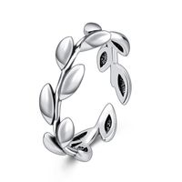 Wholesale 925 Silver Vintage Olive Branches Making Old Band Rings Creative Ethnic Style Small Leaves