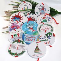 Wholesale US stock Blanks Sublimation Pendant Christmas Ornaments Hot Transfer Printing Metal Christmas Tree Decor with Red Hanging Rope for Holiday DIY CS11