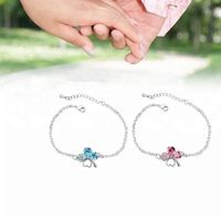 Wholesale Alloy Gold Plated Lucky Charm Green Crystal Heart Four Leaf Clover Bracelet for Women