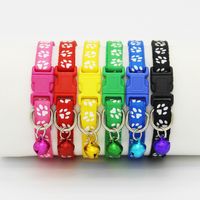 Wholesale Safety Nylon Dog Puppy Cat Collar Breakaway Adjustable Cats Collars with Bell and Bling Paw Charm width cm Cartoon cute pet products ZWL381