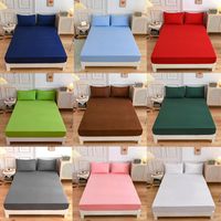 Wholesale Bedding Sets Polyester Solid Color Fitted Bed Mattress Cover Super Soft Sheet m Pillowcases Need Order