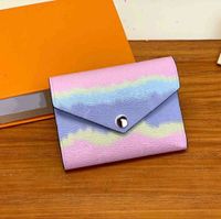 Wholesale Wallet Shibori Tie Dye Envelope Style Women s Summer New Wallet With Orange Gift Box Pink Red Blue Colors Short Fold Wallet