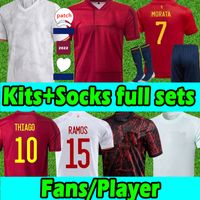 Wholesale 2021 Espana soccer jersey men kids kits socks full sets spain RODRIGO TORRES Fans Player Version football shirts MORATA RAMOS españa equipment camisetas de futbol