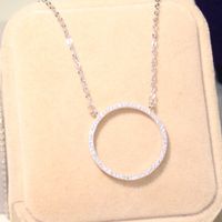 Wholesale Brand Luxury Jewelry Circle Pendant Hollow Sterling Silver Pave A Cubic Zirconia Party Office clavicle Chain Necklace