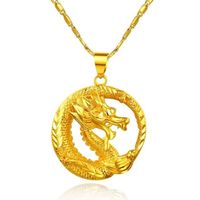 Wholesale Pendant Necklaces Myth Flying Dragon Chain Yellow Gold Filled Trend Mens Womens Necklace Gothic Style Jewelry