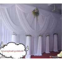 Wholesale DHL Fedex free ship ft ft white wedding curtain with swags romantic wedding stage backdrops decoration