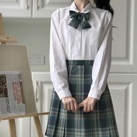 Wholesale Clothing Sets Japanese School Plissee Skirts JK Uniforms High Waist A line Plaid Rock Sexy For Girls Uniform Woman Summer Full Set