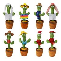 Wholesale Stress relief toys cactus can glow and talk English songs sing dance recording Dancer children puzzle Christmas party gifts DHL free