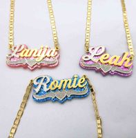 Wholesale New Arrival Copper Material Acrylic Double Plated Custom Name Plate Necklace