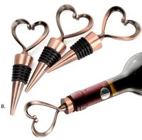 Wholesale Bar Tools Rose Gold Silver Elegant Heart Lover Shaped Red Wine Champagne Metal Wines Bottle Stopper For Wedding Gifts CG001