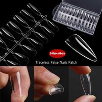 Wholesale CHUNSHU pc Black Technology Fake Nails Tips Art No Crease Manicure Material Faux Ongles Artificial False Nail With Gel Polish