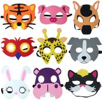 Wholesale Cute Cartoon Animal Half Face Mask Children s Dance Pig Tiger Hippo Cow Elephant Chicken Fox Cat Dog Rabbit