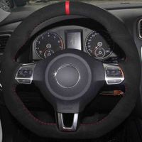Wholesale Car Steering Wheel Cover DIY Non slip Black Suede For Golf MK6 VW Polo GTI Scirocco R Passat CC R Line
