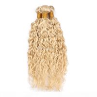 Wholesale Blonde Color Water Wave Human Hair Extensions Pure Color Peruvian A Virgin Hair Weaves Wet and Wavy Extension