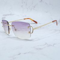 Wholesale Big C Square Sunglasses Men Rimless Carter Purple Vintage Driving Shades Eyewear Carters Metal Designer Sun Glasses I667