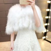 Wholesale Women s Fur Faux Real Ostrich Feather Women Bolero White Bridal Capes Cloak Natural Winter Autumn Wedding Wrap Shawl Bride Coat