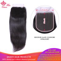 Wholesale Queen Hair Official Store Brazilian Raw Virgin Hair Straight X5 Lace Closure With Baby Hair Top Closures Natural Color inch