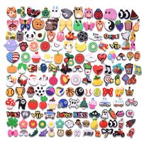 Wholesale 100PCS Whole Mix Cartoon Shoes Charms Silicone Soft Animal Cat Rabbit Hole Slipper Accessories For Kids Gifts Croc