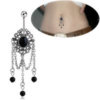 Wholesale 316L Stainless Steel G Belly Button Ring Long Tassel Dangle Navel Rings for Women Body Jewelry