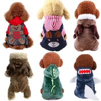 Wholesale 19 Color Cute Cartoon Dog Apparel Turned Small Dogs Clothes Winter Warm Transformed Hoodies Four Legs Clothing Hoodie Cosplay Pet Coat Jacket Christmas Costume A123