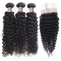 Wholesale Peruvian Hair Kinky Curly Deep Wave With Lace Closure Brazilian Yaki Straight Water Wave Indian Human Hair Bundles With Closure