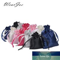 Wholesale 50pcs Silk Satin Drawstring Bag with Ribbon for Jewelry Hair Travel Watch Shoes Diamond Bead Ring Makeup Gift Pouch